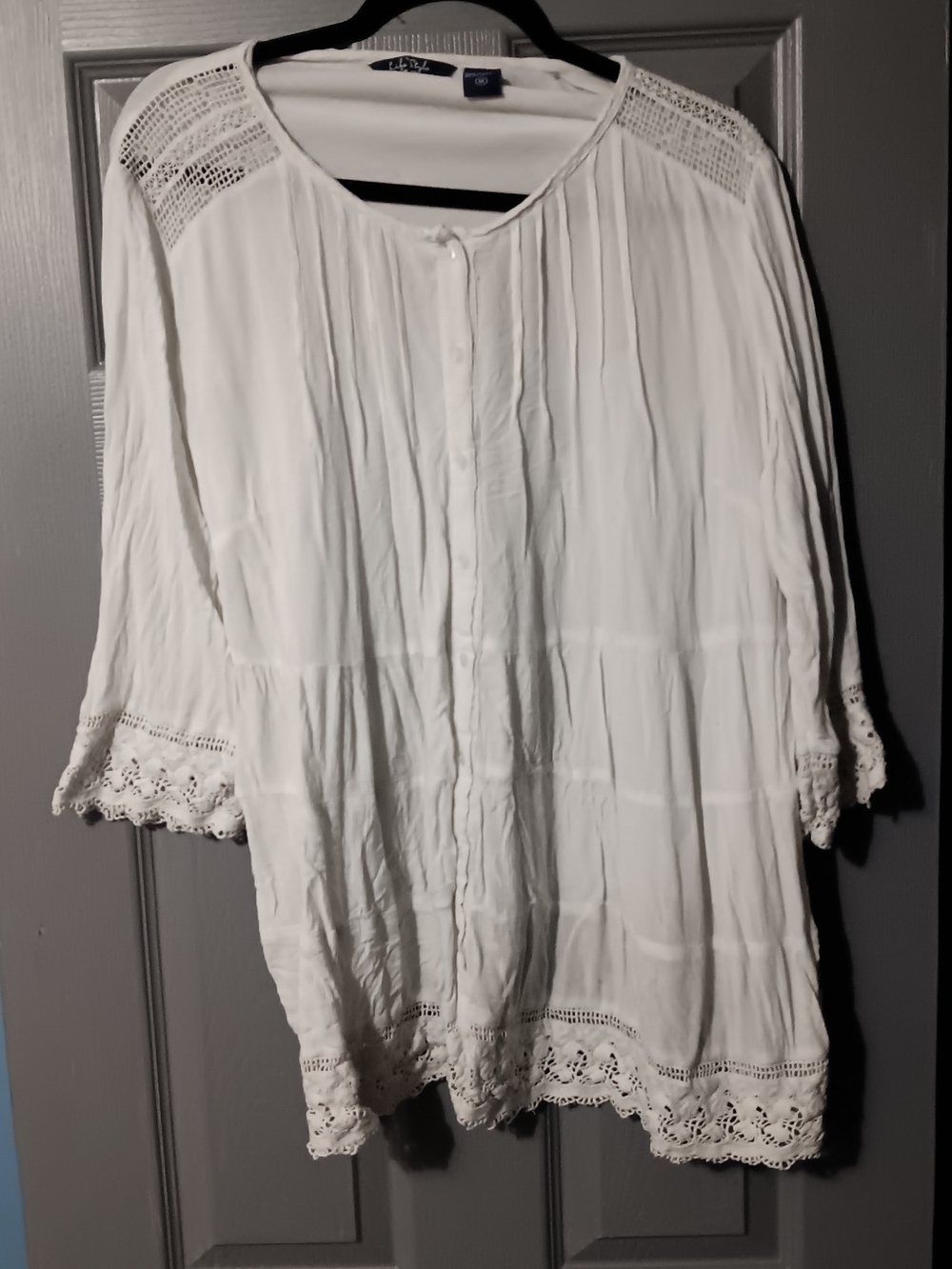 Boho White Lace-Trim Tunic Blouse By Lifestyle Woman